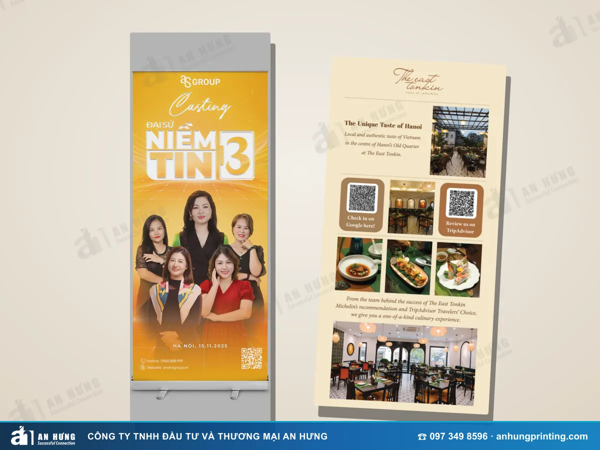 In quảng cáo khổ lớn – standee cuốn Đại Sứ Niềm Tin, standee The East Tonkin do An Hưng thực hiện