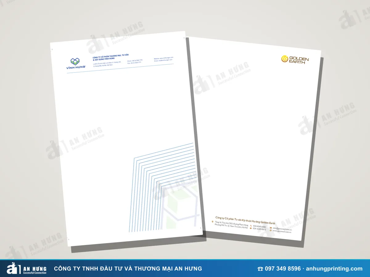 In tiêu đề thư – tiêu đề thư A4 Vĩnh Hưng, Golden Earth do An Hưng thực hiện